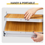 Outdoor Folding Camping Table, 3ft Portable Pinic Table with 3 Adjustable Height, Small Aluminum 82598655