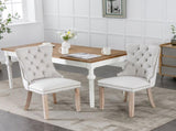 Modern, High-end Tufted Solid Wood Contemporary Flax Upholstered Dining Chair with Wood Legs 71781162