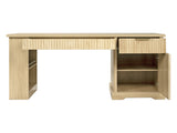 55" Modern Fluted Office Desk with Storage Cabinet & Drawers, Computer Writing Desk with Power 97527094
