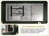 40x30inch Glossy White Rectangular-Mounted Beveled Bathroom Mirror,Square Angle Metal Frame W2091128136