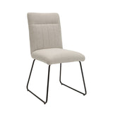 Modern Design Beige Fabric Upholstered Side Chairs 2pc Set, Tabular Black Finish Metal Legs Casual B011P199730