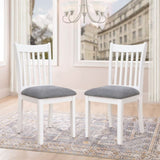 Dining Room Furniture White Finish Set of 2 Seating Chairs Cushion with Grey Color Seats Wooden Back W2170P208375