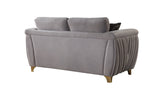 Leena Contemporary Style Upholstery Loveseat Made with Wood in Gold accent & Gray B009P264615