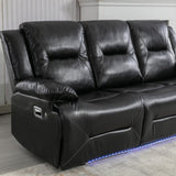 3 Seater Home Theater Recliner Manual Recliner Chair with a LED Light Strip Two Built-in Cup Holders WF323623AAB