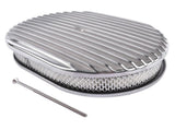 12" Oval Aluminum Full Finned Air Cleaner Polished Paper Element Fits for SB & BB CHEVY FORD & MOPAR 62270690