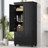 ZNTS Tall Storage Cabinet with Three Drawers for Bathroom/Office, Black N725P183256B