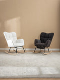053-Teddy Fabric Rocking Chair With Adjustable Footrest,Pink W527P151444