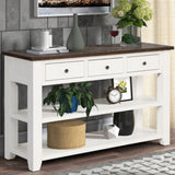 48'' Solid Pine Wood Top Console Table, Modern Entryway Sofa Side Table with 3 Storage Drawers and 2 W120246668