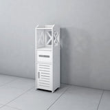 Waterproof Single Door Two Tier Bathroom Cabinet White 70138530