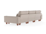 Beige Chenille Deep Seat 3-Seater Sofa with Brushed Stainless Steel Cup Holders and 3 Decorative 03406465