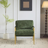 27.56" Modern Accent Chair with Plush Cushions, Minimalist Metal Frame, and Wooden Armrest Design N767P215306E