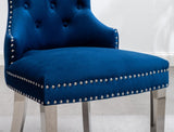 ZNTS Montura Contemporary Tufted Velvet Chair with Nailhead Trim, Set of 2, Blue T2574P164574