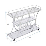 ZNTS Electroplated Glass Bar Cart, With Wine Rack And Glass Holder, For Kitchen, Serving, Hotel Silver 50720217