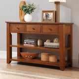 48'' Solid Pine Wood Top Console Table, Modern Entryway Sofa Side Table with 3 Storage Drawers and 2 W120290517