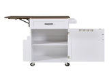 39.3" Farmhouse Kitchen Island with Drop Leaf, Kitchen Storage Island with Open Side Rack, One 44318455