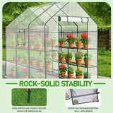 Large Walk-in Greenhouse with PE Cover & Side Windows, 12-Shelf Indoor Outdoor Portable Greenhouse 09109827