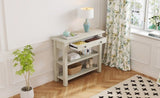 ZNTS TREXM Retro Console Table with Drawer and Two Sturdy Shelves for Entryway, Living Room N715P195561E