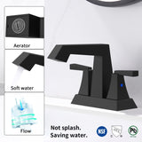 2-Handle Bathroom Sink Faucet Matte Black 4 Inches Centerset Vanity Faucet 3 Hole Bathroom Faucet T3177P277478