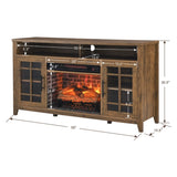 ZNTS 55 inch TV Media Stand with Electric Fireplace KD Inserts Heater,Reclaimed Barnwood Color 08663291