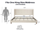 Peyton Upholstered King Bed / 54" High Headboard / Traditional Hand Buttoned Tufting / Nailhead Trim B083P152027