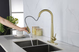 ZNTS Gold Kitchen Faucets with Pull Down Sprayer, Kitchen Sink Faucet with Pull Out Sprayer, Fingerprint K-4012-BG