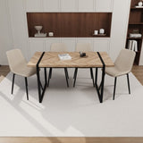 59" MDF light wood dining and modern dining chair 4-piece set, medieval wooden kitchen dining 84086713