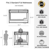 ZNTS Adam Sturdy Full over Full Bunk Bed Metal Black for Kids and Adult, Low Profile Full over full bunk B083P170088