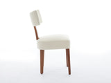 064-Set of 2 Linen Fabric Modern Armless Dining Chairs With Curved backrest and Solid Wooden Legs 98421973