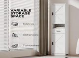 69" H Tall Bathroom Storage Cabinet with 2 Barn Doors and 1 Drawer, Narrow Storage Unit, Adjustable 59463192