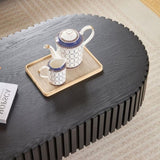 43.70 Inch Modern Handcraft Drum Coffee Oval Coffee for Living Room,Small Wooden Coffee W2582P250585