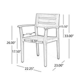 STAMFORD Dining Chairs Set of 2,Acacia Wood Patio Armchair,for Backyard, Poolside, Garden,Grey N762P251941E