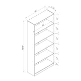 Five shelf wooden bookcase display cabinet with bottom front molding grey color B107P323493