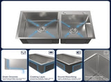 32 "x 19" x 10 "Embedded Double Bowl Kitchen Sink, Equipped with S304 Stainless Steel Satin Handmade T3177P286041
