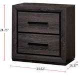 ZNTS Gray 1pc Nightstand Bedroom Furniture Bedside Table 2-Drawers Two-tone Design w/ Black Trim Paper B011P222864