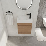 18'' Floating Wall-Mounted Bathroom Vanity with White Resin Sink & Soft-Close Cabinet Door W99936260