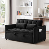55.1-inch 3-in-1 convertible sofa bed, modern velvet double sofa Futon sofa bed with adjustable W2564P171333