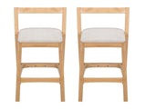 Jasper Indoor Rubberwood Barstool, Natural Finished and Beige Upholstery, Set of 2 N775P336213N