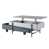 Grey and White High Gloss Coffee Table with Lift Top B062P209130
