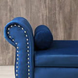 Aijia 63" Velvet Multifunctional Storage Bench Rectangular Sofa Stool Buttons Tufted Nailhead W111749318