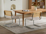 Mid Century Modern Dining Chairs Set of 2, Velvet Accent Chairs with Natural Cane Back & Stainless 64962854