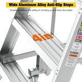 4 Step 375lbs Aluminum Rolling Platform Ladder W2529P251565