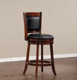 Comfortable Swivel Counter Height Chair 1pc Dark Cherry Finish Faux Leather Upholstery Solid Wood B011P238914