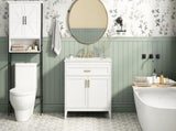 30" Bathroom Vanity with Ceramic Sink Top, Solid Wood Legs, Soft-Close Double Doors & N759P474678K