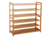 Concise Rectangle 6 Tiers Bamboo Shoe Rack Wood Color 70992386