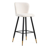 30'' modern style barstool,with white seats, black metal legs, and gold - tipped ends,suitable for N780P228980W