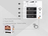 750W/1500W 17 inch Electric Fireplace Heater-White 71229355