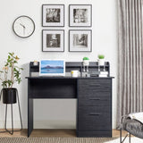 ZNTS 110*50*95cm Particleboard Paste Triamine Desktop Storage Layer Three Drawers Computer Desk Black 13565544