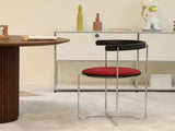 Folding Chair with Modern Design,Chrome Frame with Wood back,Upholstered for Dining Living Room W2105P250642