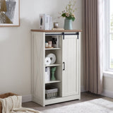 5 Drawers Dresser w/Sliding Barn Door, Farmhouse Modern Tall Dresser 5 Chest of Drawers, Storage W2275P206613