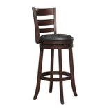 360-Degree Swivel Bar Chair Dark Cherry Finish Comfortable Footrest Solid Wood Furniture 1pc B011P220993